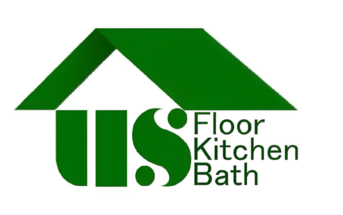 Former US Floor, Kitchen & Bath logo: a green house roofline over the letters US